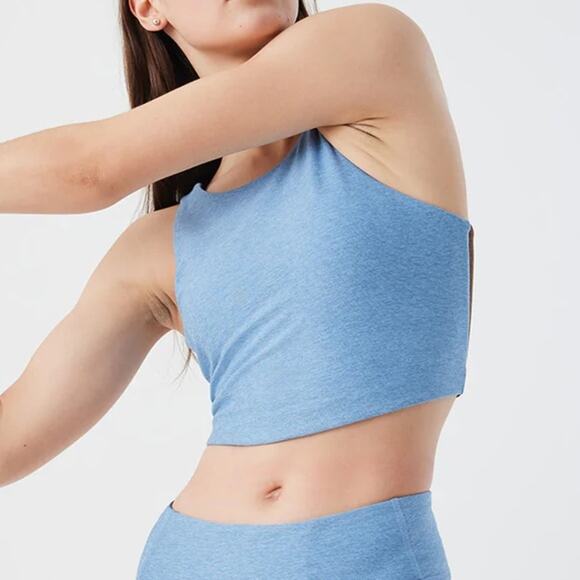 Outdoor Voices Venus Crop Top Morning Blue / Chocolate Size Small - Picture 1 of 7